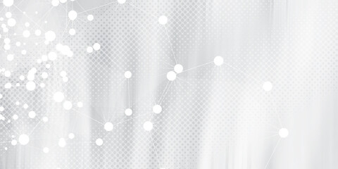 Gray halftone pattern with white line motion and network connection backdrop wallpaper. Clean Grey geometric background.