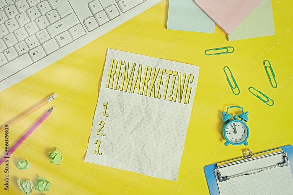 Poster writing note showing remarketing. business concept for clever way to connect visitor to site who hav