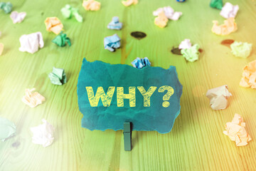 Word writing text Why question. Business photo showcasing the cause, reason, or purpose for which...