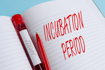 Handwriting text writing Incubation Period. Conceptual photo time elapsed starting from getting...