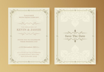 Retro wedding invitation on white background
