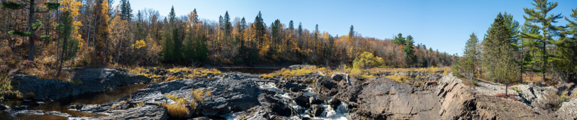 Obraz na płótnie Canvas Panoramic view of the St. Louis River at Jay Cooke State Park in Minnesota, USA