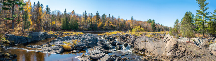 Panoramic view of the St. Louis River at Jay Cooke State Park in Minnesota, USA - obrazy, fototapety, plakaty