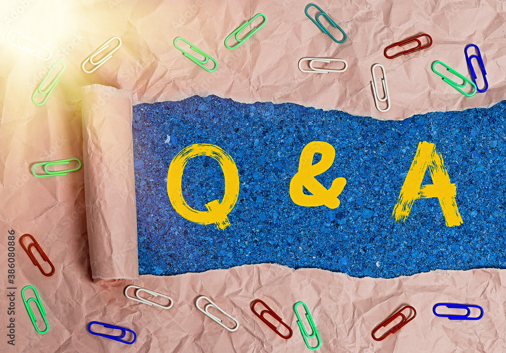 Poster writing note showing q and a. business concept for a period of time or an occasion when someone answ