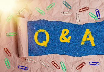 Writing note showing Q And A. Business concept for a period of time or an occasion when someone...