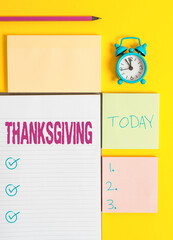 Text sign showing Thanksgiving. Business photo showcasing public acknowledgment or celebration of...