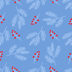Branch and berries. Floral pattern.