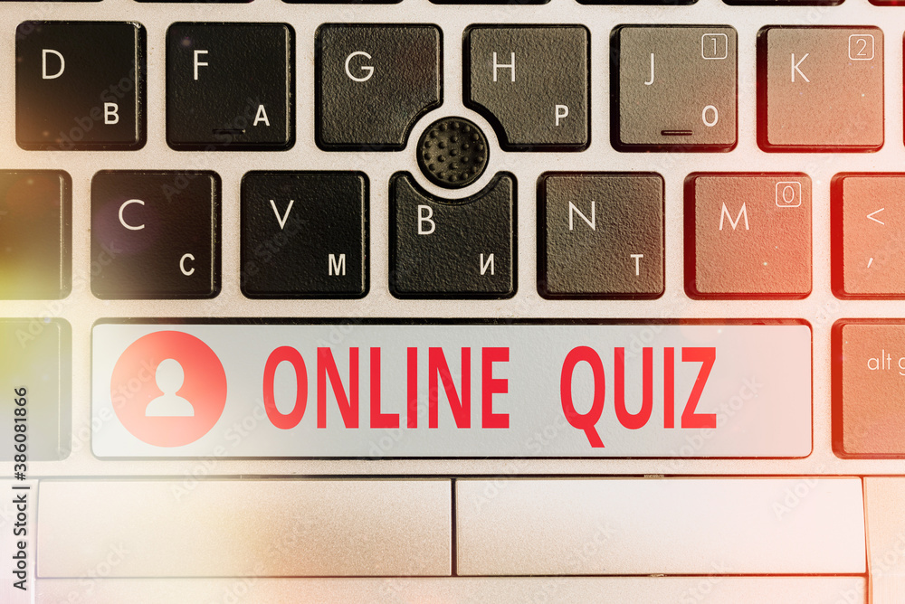 Fototapete text sign showing online quiz. business photo text game or a mind sport that are published on the in