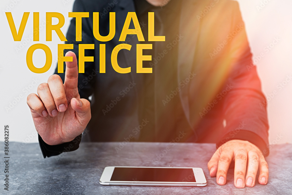 Poster handwriting text writing virtual office. conceptual photo operational domain of any business or orga