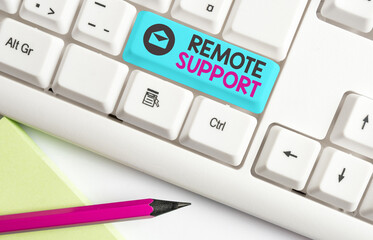 Handwriting text Remote Support. Conceptual photo type of secure service, which permits...