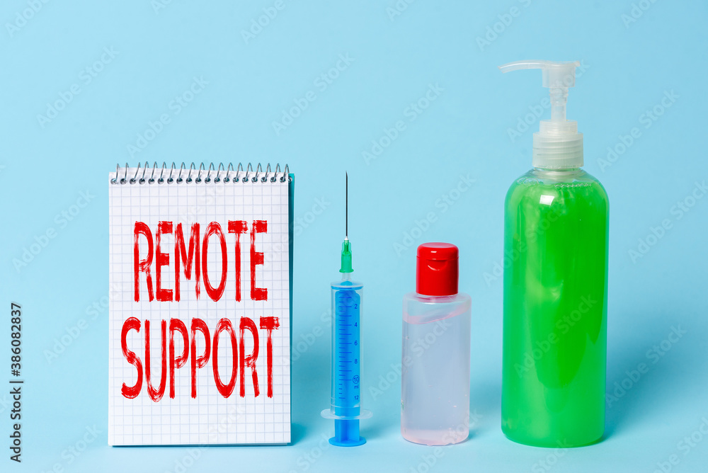 Poster handwriting text remote support. conceptual photo type of secure service, which permits representati