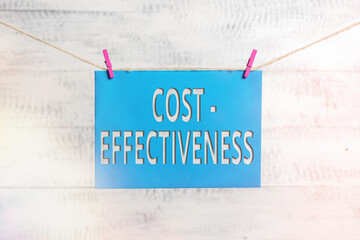 Handwriting text Cost Effectiveness. Conceptual photo degree to which something is effective in...