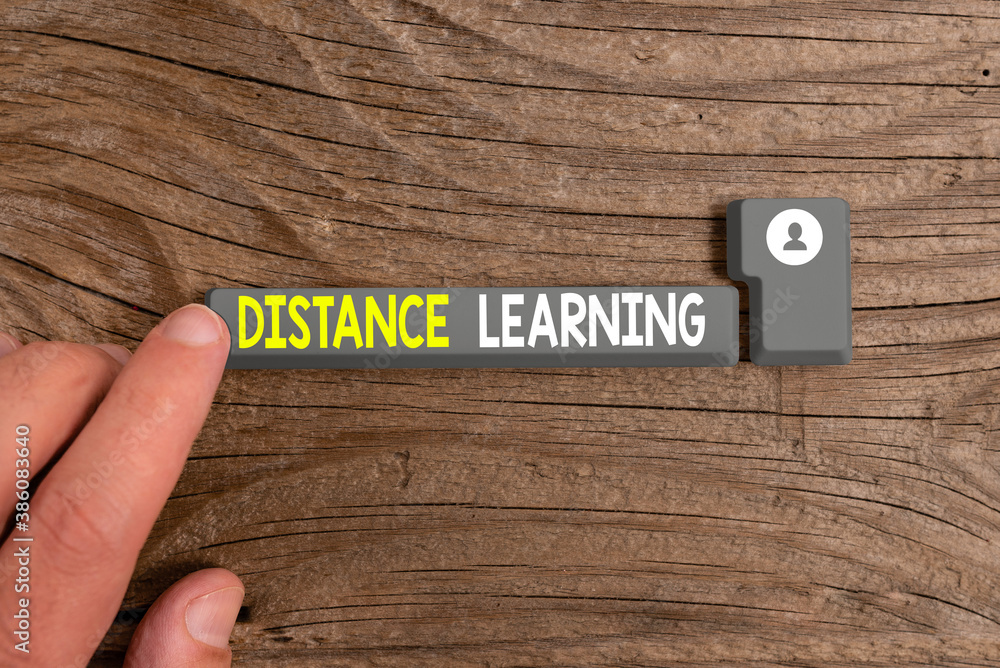 Poster conceptual hand writing showing distance learning. concept meaning educational lectures broadcasted 