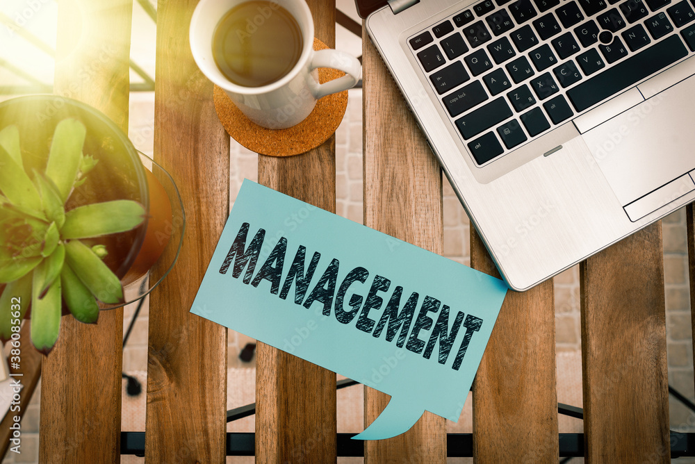 Poster word writing text managment. business photo showcasing process of dealing with plan, organization an