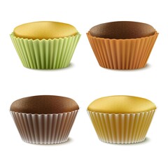 3d realistic vector collection of cupcakes for your restaurant or cafe menu. 