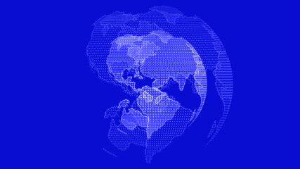 Amazing white color 3d technology earth on blue background, 3d planet