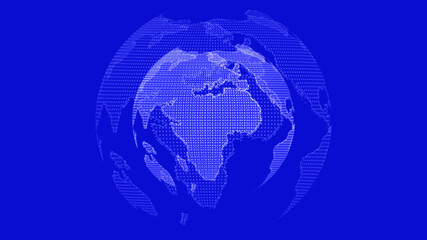 Amazing white color 3d technology earth on blue background, 3d planet