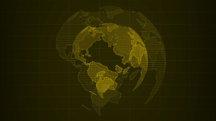 Amazing yellow color world map 3d background image, 3d technology earth 