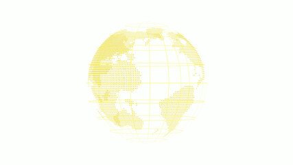 Yellow color 3d technology earth icon on white background, World 3d map icon