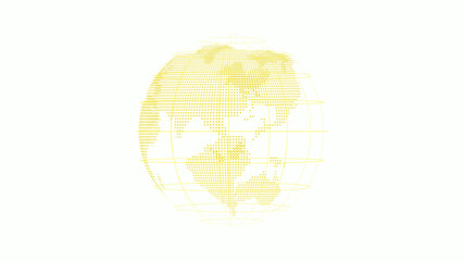 Yellow color 3d technology earth icon on white background, World 3d map icon