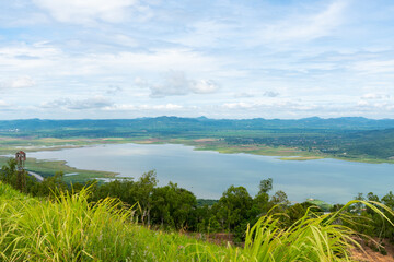 Fototapeta na wymiar picture of Lamtakong Dam, Thailand from view point