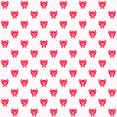 Red baby lamb standing front view on a white background repeat pattern