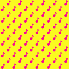 Red musical note on a yellow background repeat pattern