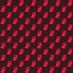 Red parrot with beak and standing side view on a dark background repeat pattern