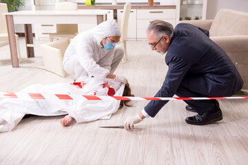 Forensic experts at the crime scene