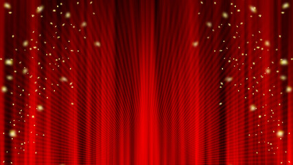 集中線　放射線　紙吹雪　赤いカーテン　ドレープカーテン
Concentrated line. Confetti. Red curtain material. Drape curtain. - obrazy, fototapety, plakaty