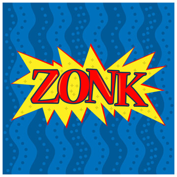 Zonk art funny comic speech word. Trendy Colorful retro vintage comic background in pop art retro comic style
