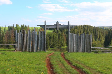 wooden fence with an entrance
