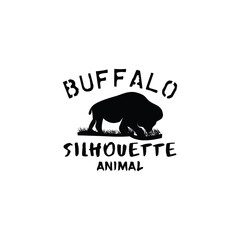 silhouette buffalo logo design Vector