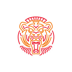 Fototapeta premium Head King Lion logo design Vector