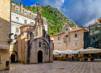 Fototapeta na wymiar Church of Saint Luke built in 1195 in Old town Kotor, Montenegro in the Balkans