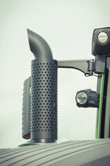 Exhaust pipe of truck, tractor or industrial machine. Environmental protection