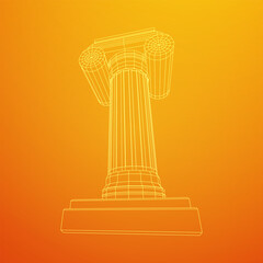 Greek ionic column. Ancient pillars.