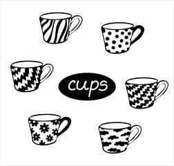 A set of cups. Vector