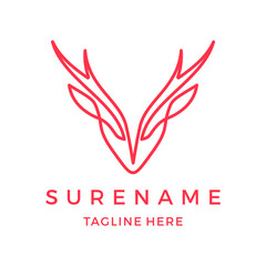 Animal Deer moose head logo design woman mother line art logo inspiration vector icon illustration custom logo design 