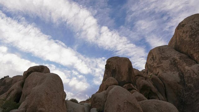 Low anglel of rocks at Joshua Tree national park - time lapse