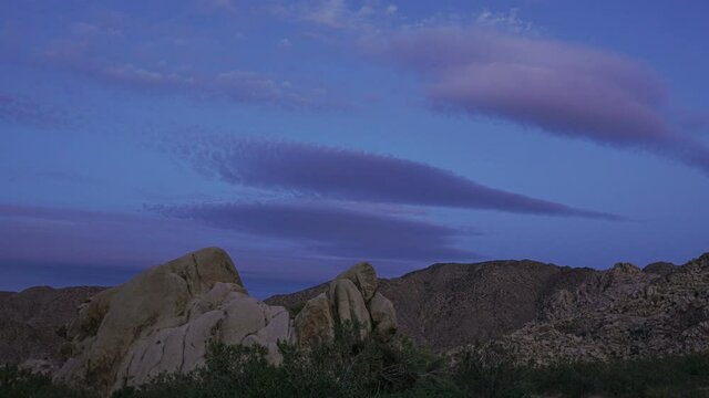 Time lapse of desert landscape at sundown