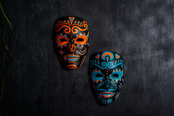 carnival masks decorative on the wall