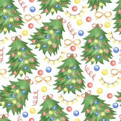Obraz na płótnie Canvas Decorated Christmas tree pattern