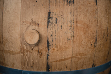 wooden barrel with wine