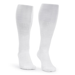 White long socks mockup isolated on white background with clipping path.