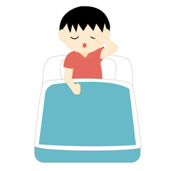 眠い目を擦りながら起きる男の子