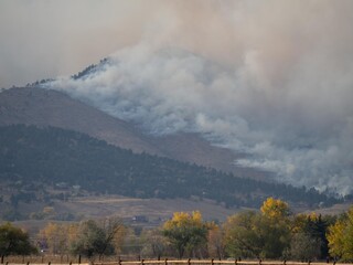 Boulder, CO 10-17-2020: Calwood Fire, Forest Fire about 1 mile east of the fire