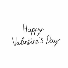 Vector lettering with the words happy Valentine's Day black line. Romantic inscription doodle style. Graphic headline hand drawn.Design for social networks, articles, posters, cards, web.