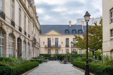 Paris, typical buildings in the Marais, in the center of the french capital