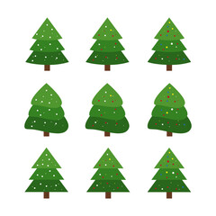 Vector set of cartoon Christmas trees